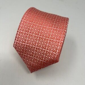 The Tie Bar Coral Geometric Floral Pattern Silk Blend Necktie